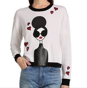 Big Sale! Alice + Olivia Gleeson Staceface Stretch Wool Sweater